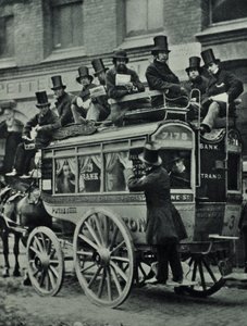 A London Bridge Railway lovas omnibusa utasokkal, 1880 alkotó: English Photographer
