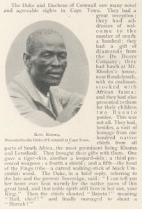 Khama király, akit Cornwall hercegének mutattak be Fokvárosban alkotó: English Photographer