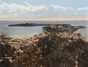 Kingston, Jamaica: Port Antonio madártávlatból (színes fotó) alkotó: English Photographer
