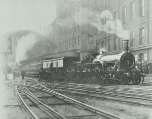 Az utolsó széles nyomtávú vonat elhagyta a Paddington állomást, 1892 alkotó: English Photographer