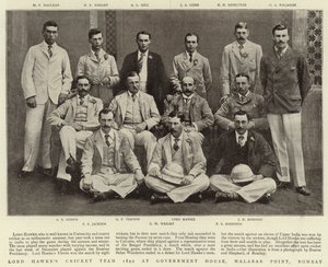 Lord Hawkes krikettcsapat 1892 kormányházban, Malabar Pointban, Bombayben