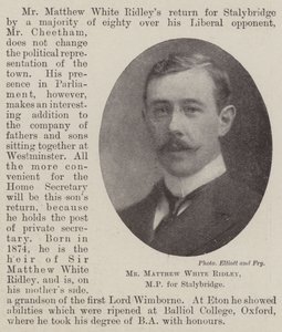 Matthew White Ridley, a Stalybridge képviselője