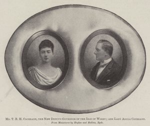T B H Cochrane úr, Wight-sziget új kormányzóhelyettese; és Lady Adela Cochrane alkotó: English Photographer