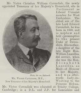 Victor Cavendish úr, parlamenti képviselő, őfelsége Háztartásának új kincstárnoka alkotó: English Photographer
