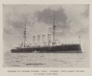 Rendelve: Chinese Waters, HMS Diadem, Twin Screw Cruiser, 1. osztály, 11 000 tonna alkotó: English Photographer