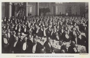 Queens születésnapi bankett a királyi parancs birtokosainak a Whitehall Roomsban, a Hotel Metropole-ban alkotó: English Photographer