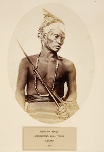 Rengma Naga, Marauding Hill Tribe, Assam, The People of India, J. Forbes Watson, megjelent 1868-ban (albumnyomat)