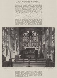 A Stratford-on-Avon-i templom, a kancellár helyreállítása Shakespeare sírjával