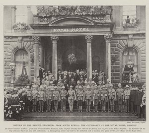 A Bristol Engineers visszatérése Dél-Afrikából, a kontingens a Bristol-i Royal Hotelben alkotó: English Photographer