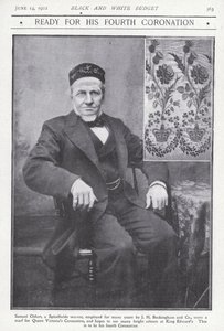 Samuel Oldart, a londoni Spitalfields-i takács, aki sálat szőt Viktória királynő megkoronázása alkalmából (f/w fotó) alkotó: English Photographer