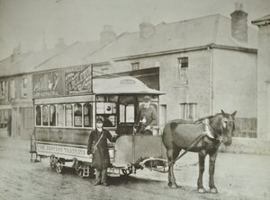 A Croydon Tramways Company egylovas kocsija a Red Deer végállomáson, 1885 alkotó: English Photographer
