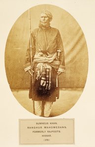 Sumner Khan, Ranghur Mahomedans, korábban Rajputs, Hisar, a The People of India, J. Forbes Watson, kiadta 1868 (albumnyomat)