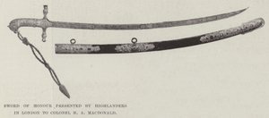Becsületkard a Highlanders által Londonban H A MacDonald ezredesnek alkotó: English Photographer