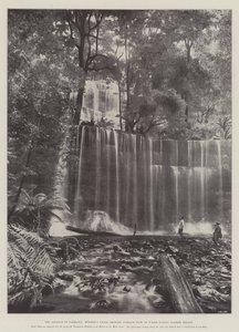 The Advance of Tasmania, Russells Falls, az átlagos vízhozamot mutatja a nyári szezonban
