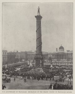 Trafalgar évfordulója, a Nelson-oszlop díszítése a Trafalgar Square-en alkotó: English Photographer