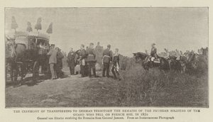 Az 1870-ben francia földre esett porosz gárda katonák földi maradványainak német területre történő átszállításának ünnepsége alkotó: English Photographer