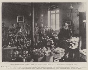 Virchow professzor, a híres tudós halála a berlini Patológiai Intézet laboratóriumában alkotó: English Photographer