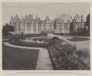 A tűz a Chateau dEu-ban, az Orleans-i herceg történelmi rezidenciája a parkból nézve alkotó: English Photographer