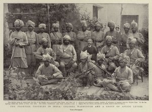 The Frontier Troubles in India, Warburton ezredes és egy csoport Afridi Levies alkotó: English Photographer