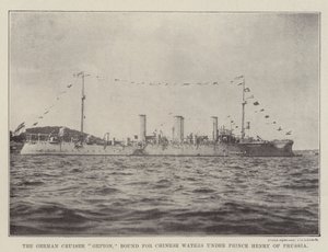 A Gefion német cirkáló, Henrik porosz herceg vezetésével a kínai vizekre tart alkotó: English Photographer