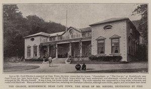 A Grange, Rondebosch, Fokváros közelében, Mr. Rhodes otthona, amelyet tűz pusztított el alkotó: English Photographer
