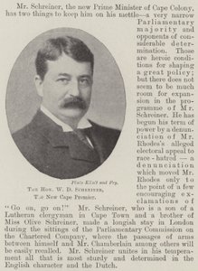 A tisztelt W D Schreiner, a New Cape Premier alkotó: English Photographer