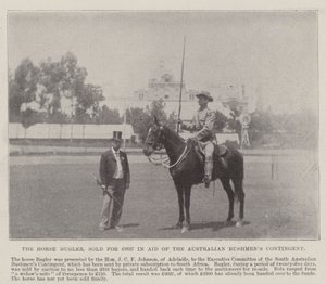 A Horse Bugler, 2627 GBP-ért kelt el az ausztrál bushmens kontingens segélyszolgálatában, Adelaide-ben. Illusztráció a The Illustrated London News számára, 1900. május 26 alkotó: English Photographer