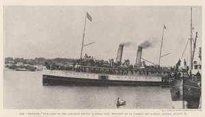 Az Islander, a Canadian Pacific Alaska Line zászlóshajója, jéghegy tört össze Juneaunál, Alaszkában, augusztus 16. alkotó: English Photographer