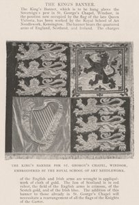 A Kings Banner a windsori St Georges Chapel számára, a Királyi Művészeti Kézimunka-iskola hímzésével alkotó: English Photographer