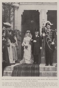 Chauncey Depew úr házassága Nizzában, a menyasszony és a vőlegény elhagyja az egyházat alkotó: English Photographer
