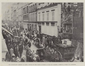 A nacionalista letartóztatások Párizsban, a Grand Occident irodái a Rue Chabrolban, ahol M Guerint ostrom alá vették alkotó: English Photographer
