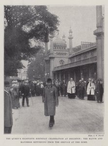 A Queens nyolcvanadik születésnapi ünnepsége Brightonban, a polgármester és a polgármesternő visszatér a szolgálatról a Dome-ban alkotó: English Photographer