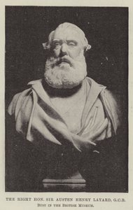 A jobb tisztelt Sir Austen Henry Layard, GCB, Mellszobor a British Múzeumban alkotó: English Photographer