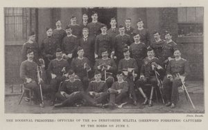 A roodevali foglyok, a 4. derbyshire-i milícia (Sherwood Foresters) tisztjei június 7-én a búrok fogságába kerültek. alkotó: English Photographer
