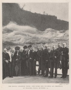 Királyi gyarmati körút, Cornwall hercege és hercegnője a Niagara-vízesésnél, október 13. alkotó: English Photographer
