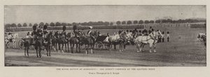 A királyi szemle Aldershotban, a Queens Carriage a Saluting Pointban alkotó: English Photographer