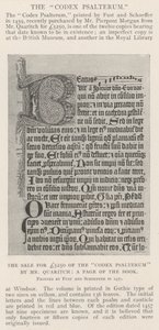 Quaritch úr Codex Psalterumának eladása 5250 fontért, a könyv egyik oldala alkotó: English Photographer