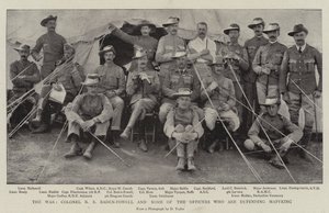 A háború, R S Baden-Powell ezredes és néhány tiszt, akik Mafekinget védik alkotó: English Photographer