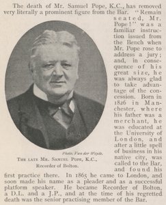A néhai Samuel Pope, KC, Bolton jegyzője alkotó: English Photographer