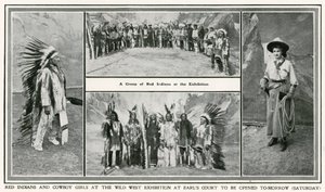 A Golden West kiállítás megnyitója az Earls Courtban: Vörös indiánok és cowboy lányok alkotó: English Photographer