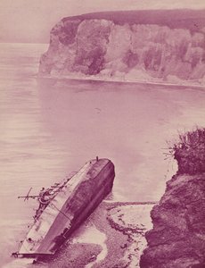 A Narragansett hajót egy vihar során a Bembridge Ledge-re fújta a szél, Wight-sziget, és kettészakadt (fekete-fehér fotó). alkotó: English Photographer