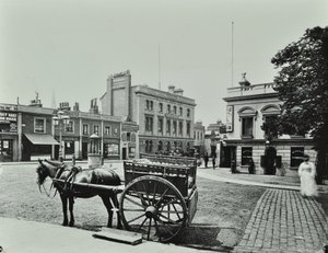 Upper Richmond Road, a Putney High Streettől nyugatra, lóvontatású jármű látható az előtérben, 1880 alkotó: English Photographer