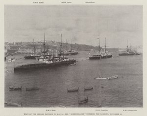A német császár látogatása Máltán, a Hohenzollernek belépése a kikötőbe, 1898. november 15. alkotó: English Photographer