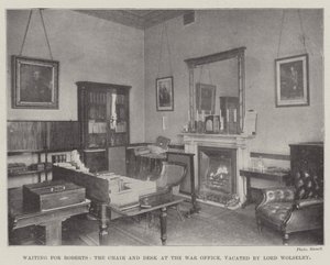 Robertsre vár, a War Office székére és íróasztalára, amelyet Lord Wolseley hagyott ki alkotó: English Photographer