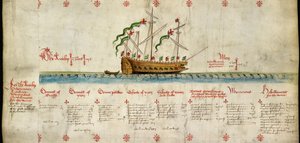 (4. guruló hajó) „The Antilop”, 1546-ban vízre bocsátották a „The Anthony Roll”-ból alkotó: English School