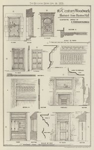 16. századi famunka, Haddon Hallból illusztrálva (metszet) alkotó: English School