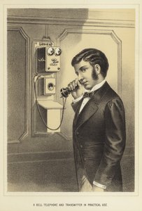 Egy Bell telefon és adó praktikus használatban alkotó: English School