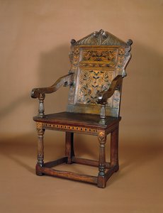 I. Károly fotel, 1600-as évek közepe (tölgy intarziás berakással) alkotó: English School