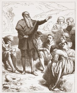 A Conventicle: Istentisztelet a domboldalon, illusztráció: James Aitken Wylie (1808-1890) A protestantizmus története című könyvéből, pub. 1878 alkotó: English School