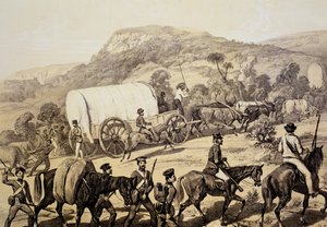 A kocsikonvoj kafirlandi jelenetekből és az 1851-53-as kafir háború eseményeiből alkotó: English School